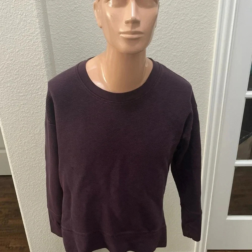 Athleta Coaster Luxe Waffle Thermal‎ Sweatshirt Medium Spiced Cabernet Burgundy